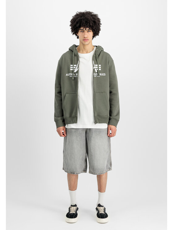 Alpha Industries Alpha Industries Bluza Basic Zip Hoodie Zielony Regular Fit