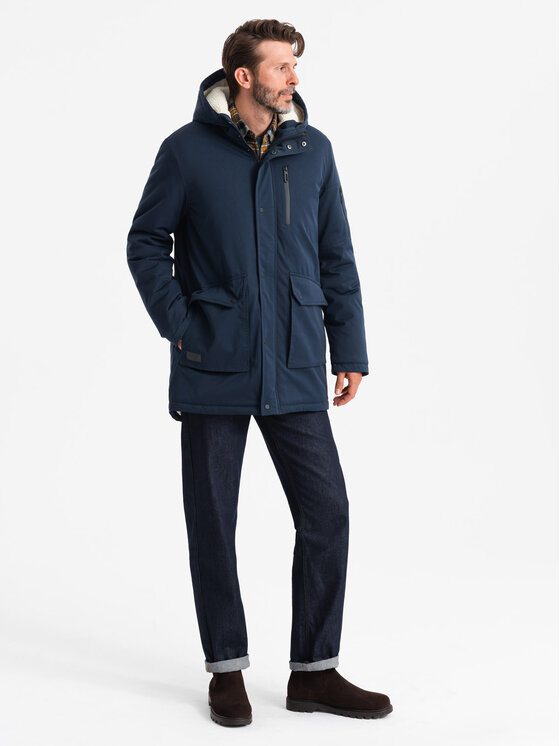 Ombre Ombre Parka 1OM-JALJ-018 Granatowy Regular Fit