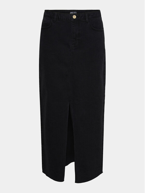 Pieces Pieces Spódnica jeansowa Jessie 17150234 Czarny Regular Fit
