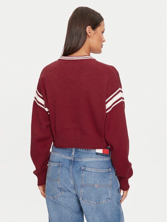 Tommy Jeans Tommy Jeans Pulover Varsity DW0DW18692 Rdeča Relaxed Fit