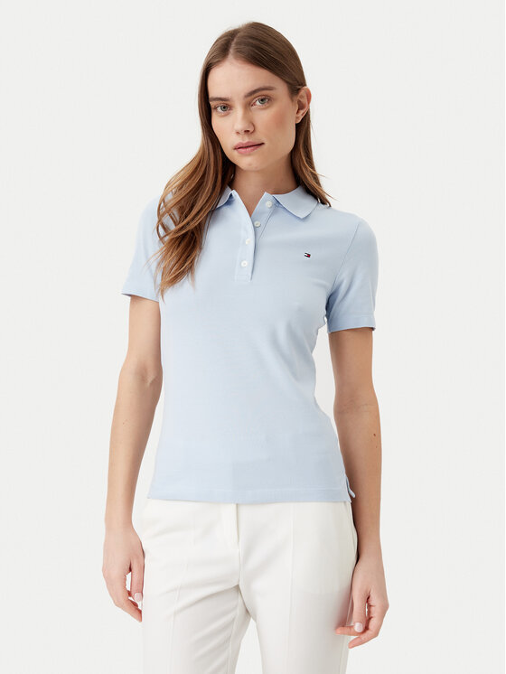 Tommy Hilfiger Polo 1985 WW0WW43225 Gaiši zils Slim Fit