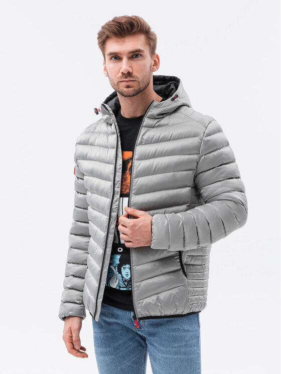 Ombre Ombre Zimní bunda C368 Šedá Regular Fit