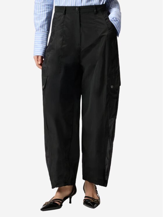 PINKO PINKO Bryczesy Pantaloni workwear con inserti trasparenti Czarny Regular Fit