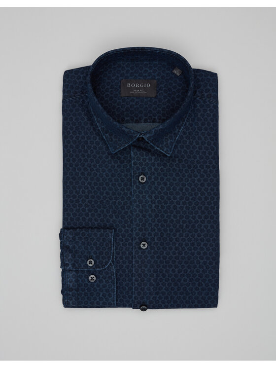 Borgio Borgio Koszula denice_00616 Granatowy Slim Fit