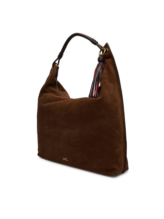 Tommy Hilfiger Tommy Hilfiger Torebka Th Statement Leather Hobo Suede AW0AW18403 Brązowy