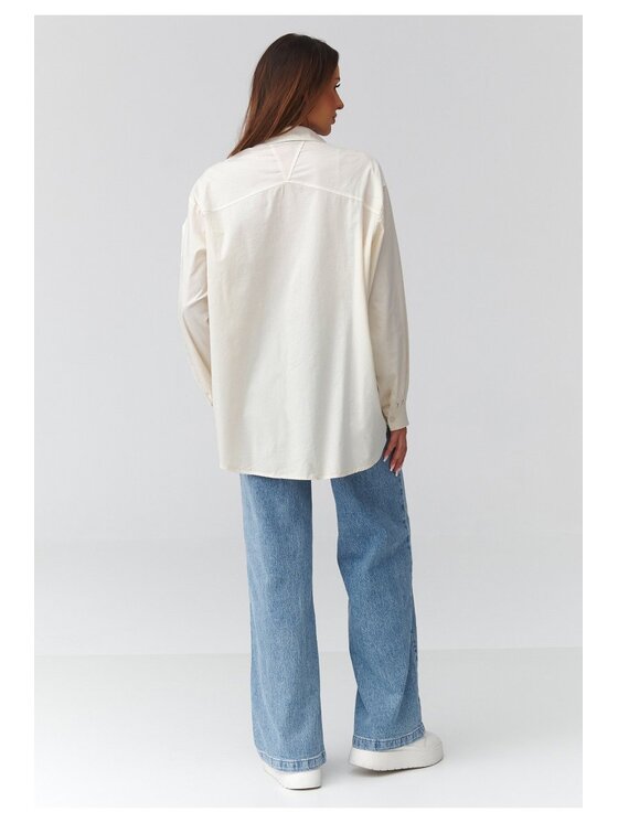 Makadamia Makadamia Koszula C46 Beżowy Loose Fit
