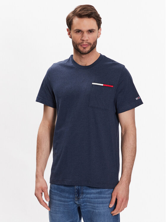 Tommy Jeans Тишърт Essential DM0DM13063 Тъмносин Regular Fit