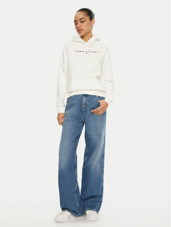 Tommy Jeans Tommy Jeans Bluză Linear DW0DW17324 Alb Regular Fit