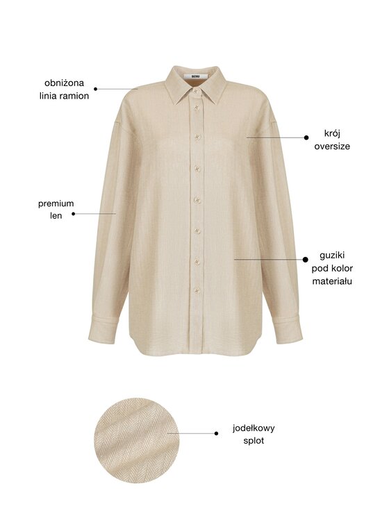 BENU BENU Camicia Lniana Beige Regular Fit