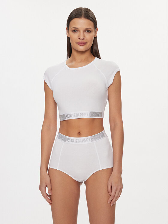 Patrizia Pepe Blúzka 8I0153/J167-W146 Biela Slim Fit