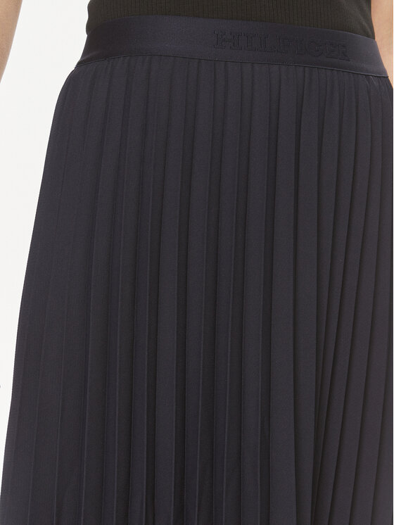 Tommy Hilfiger Tommy Hilfiger Πλισέ φούστα Fluid WW0WW41793 Σκούρο μπλε Regular Fit