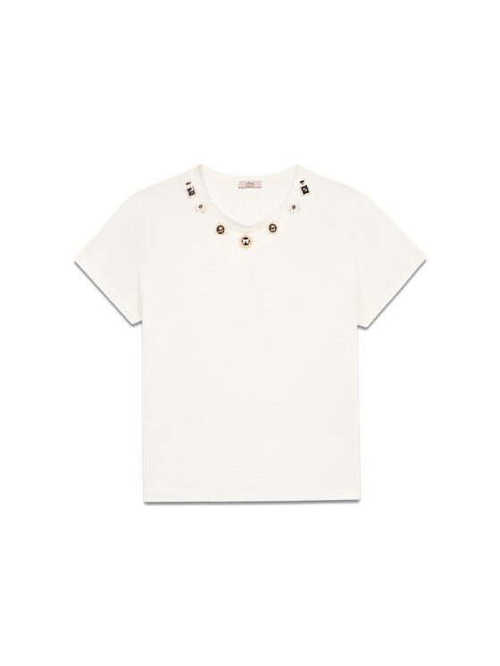 Oltre Oltre T-shirt G392J004179N011 Bianco Regular Fit