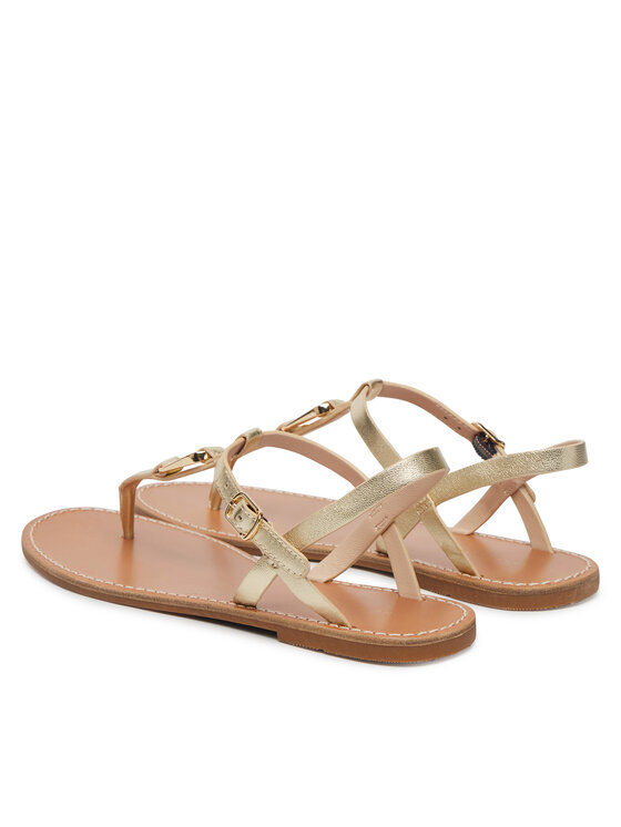 Tommy Hilfiger Tommy Hilfiger Sandały Leather Thong Sandal Gold FW0FW09331 Złoty