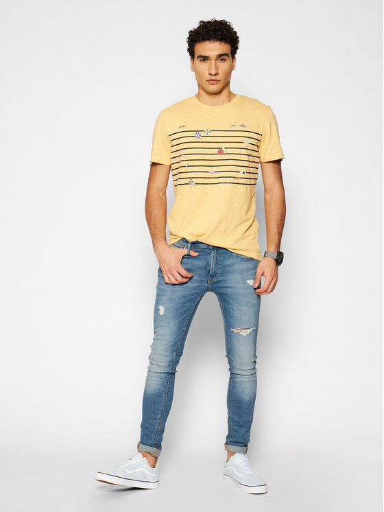 T-shirt Playa Stripe 12188495 Giallo Regular Fit