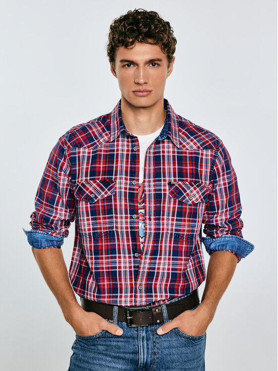 BIG STAR BIG STAR Koszula RETINEZI Czerwony Basic Fit