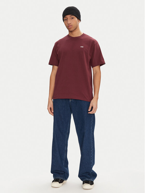 Vans Vans Tričko Left Chest II VN000P1P Bordová Loose Fit