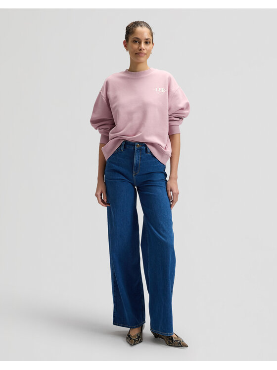 Lee Lee Bluza LOGO CREW SWS Różowy Regular Fit