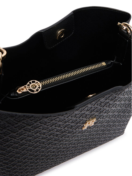 Tommy Hilfiger Tommy Hilfiger Geantă Th Icon Shoulder Bag Mono AW0AW19000 Negru