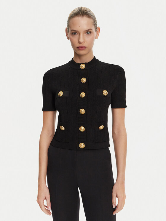 Balmain Balmain Kardigan DF1KL023KB07 Černá Regular Fit