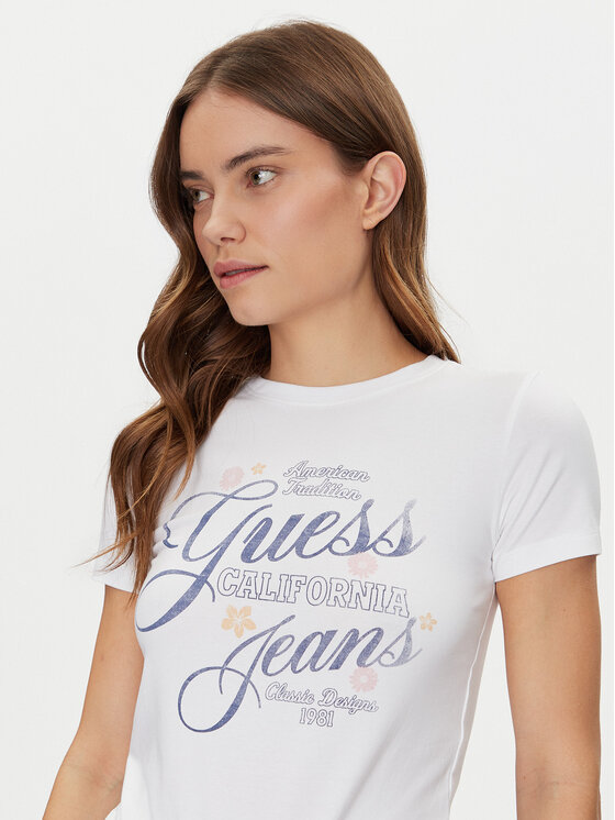 Guess Jeans Guess Jeans T-Shirt W5GI24 J1314 Bílá Regular Fit