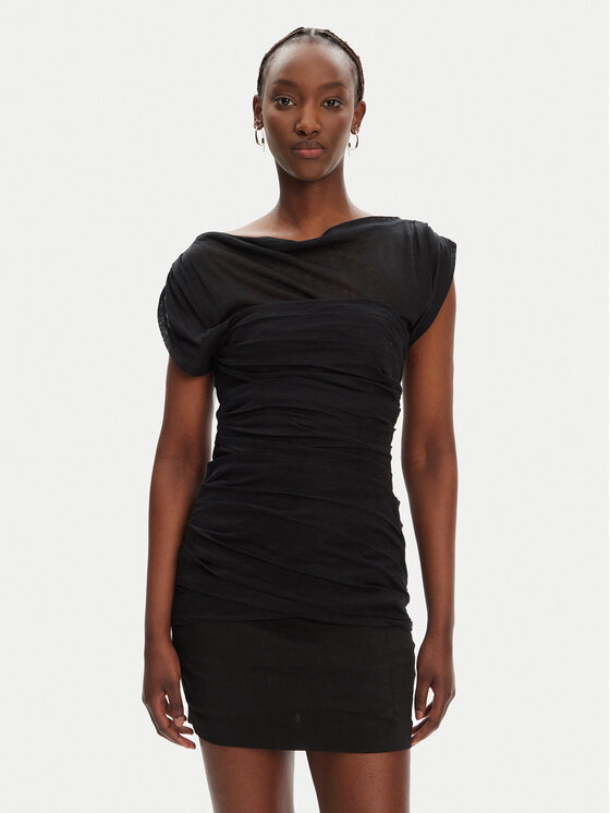 PINKO PINKO Koktejlové šaty Discoland 104872 A2GF Čierna Slim Fit