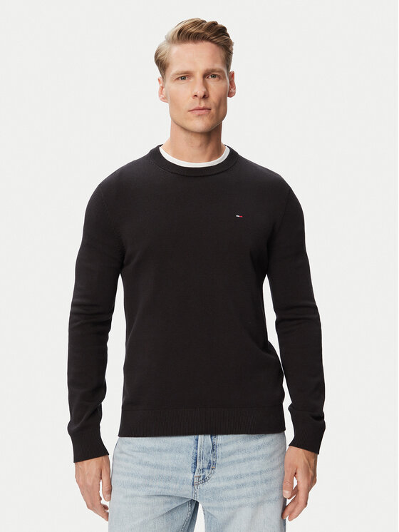 Tommy Jeans Pulover Essential DM0DM22853 Negru Slim Fit