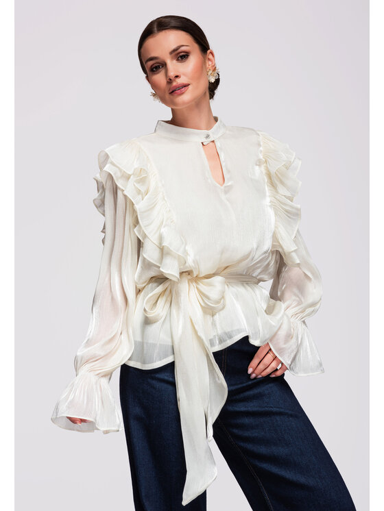 Ombre Ombre Bluzka OW-TS-E0020 Beżowy Loose Fit