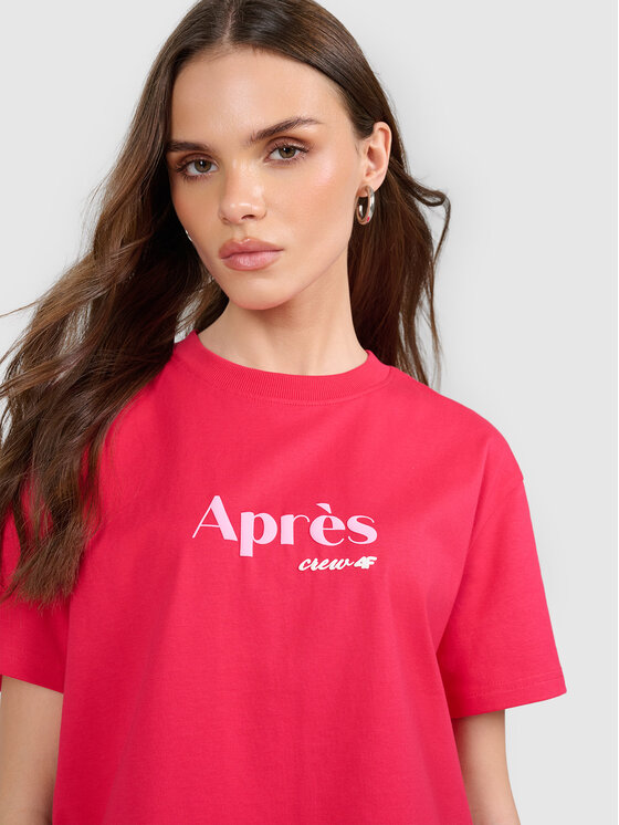 4F 4F T-Shirt APRES SKI Czerwony Boxy Fit