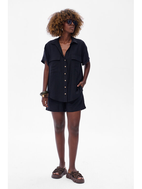 blue shadow blue shadow Koszula Tassel Czarny Regular Fit