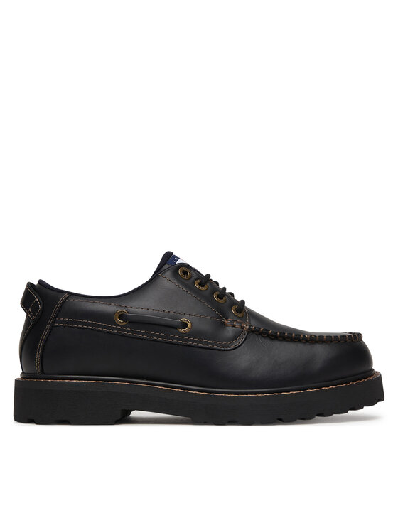 Tommy Jeans Tommy Jeans Pantofi Archive '01 Boat Shoe Leather EM0EM01651 Negru
