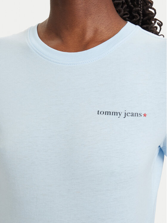 Tommy Jeans Tommy Jeans T-krekls Ess Logo DW0DW23479 Gaiši zila Slim Fit