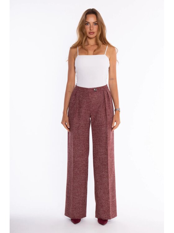 Made of Emotion Made of Emotion Spodnie materiałowe M930 Bordowy Wide Leg
