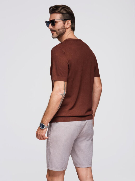 Ombre Ombre T-Shirt OM-TSCT-0252 Brązowy Regular Fit