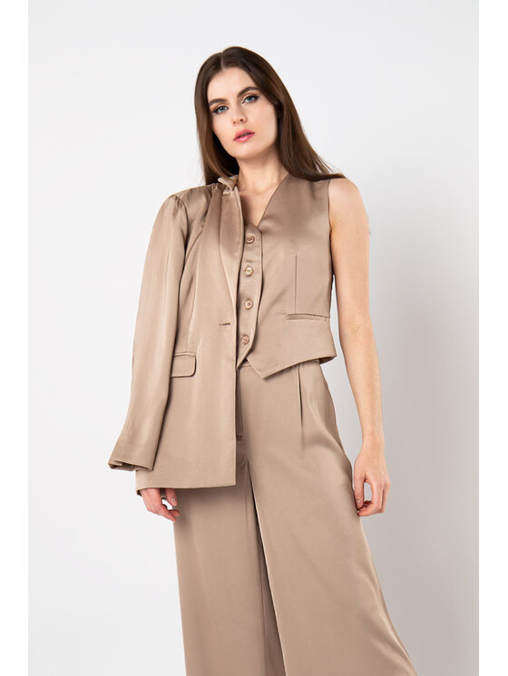 QUIOSQUE QUIOSQUE Marynarka FELICIA VEST BEIGE Beżowy Regular Fit