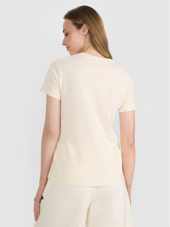 4F 4F T-Shirt FOB SUMMER Kremowy Regular Fit