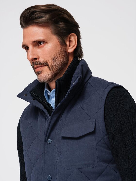 Ombre Ombre Kamizelka OM-JAVJ-0277 Granatowy Regular Fit