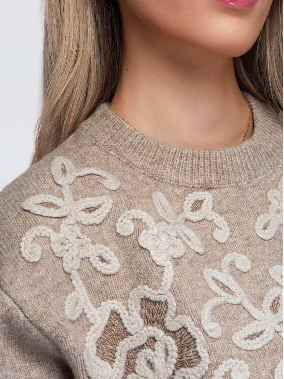 Ombre Ombre Svetr OW-SW-E0036 Béžová Regular Fit