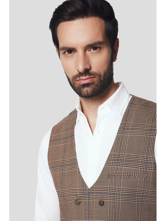 Lancerto Lancerto Kamizelka Foligno KA131224000013 Beżowy Slim Fit
