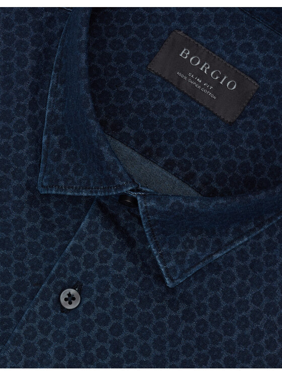 Borgio Borgio Koszula denice_00616 Granatowy Slim Fit