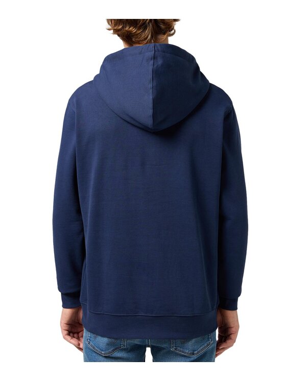 Wrangler Wrangler Felpa SIGN OFF HOODIE Blu scuro Regular Fit
