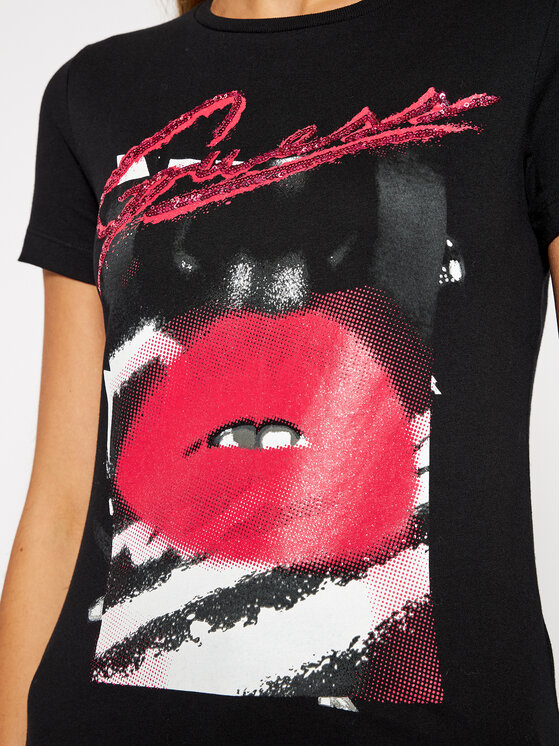 Guess Guess T-Shirt Milena W0BI14 K7DN0 Černá Regular Fit