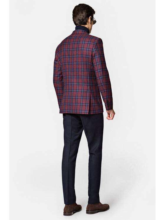 Lancerto Lancerto Marynarka MA099222000007 Bordowy Slim Fit