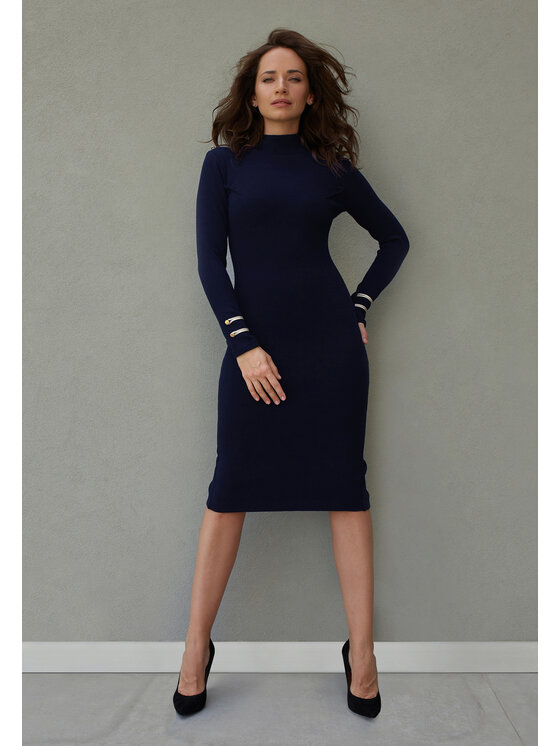 Kasia Zapała Kasia Zapała Sukienka elegancka Sukienka Samantha Granatowy Slim Fit
