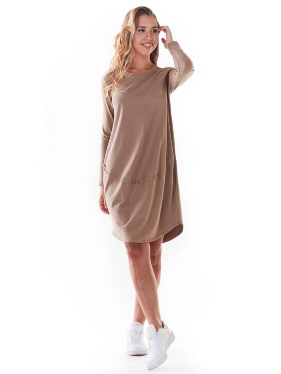 Infinite You Infinite You Sukienka letnia M241 Beżowy Basic Fit