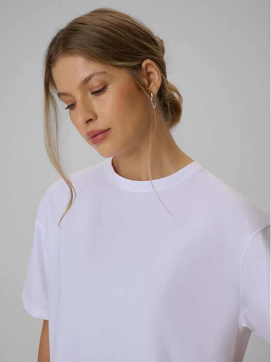 4F 4F T-Shirt BASIC+ Biały Loose Fit