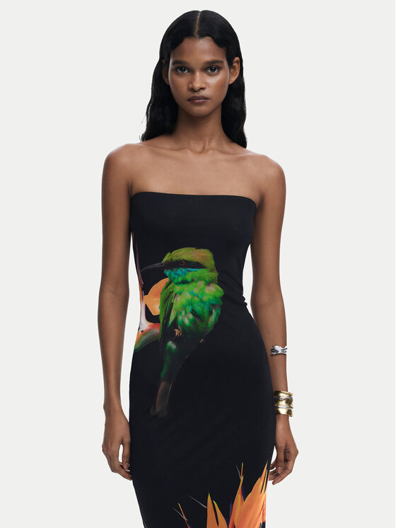 Desigual Desigual Ljetna haljina Colibri 25SWMK16 Crna Slim Fit