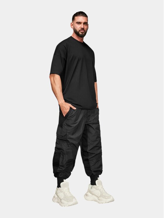 MADE BY SOCIETY MADE BY SOCIETY Spodnie materiałowe WARDEN - P17776 Czarny Basic Fit