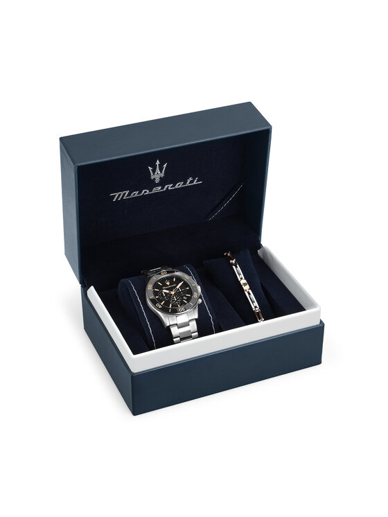 Maserati Maserati Set sata i narukvice Competizione Diver Chronograph Gift SET R8873600001 Srebrna