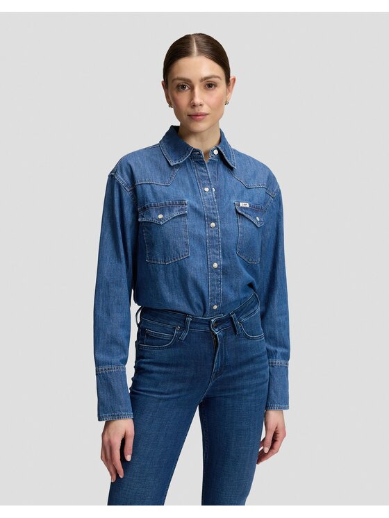Lee Lee Koszula ESSENTIAL WESTERN SHIRT Niebieski Relaxed Fit