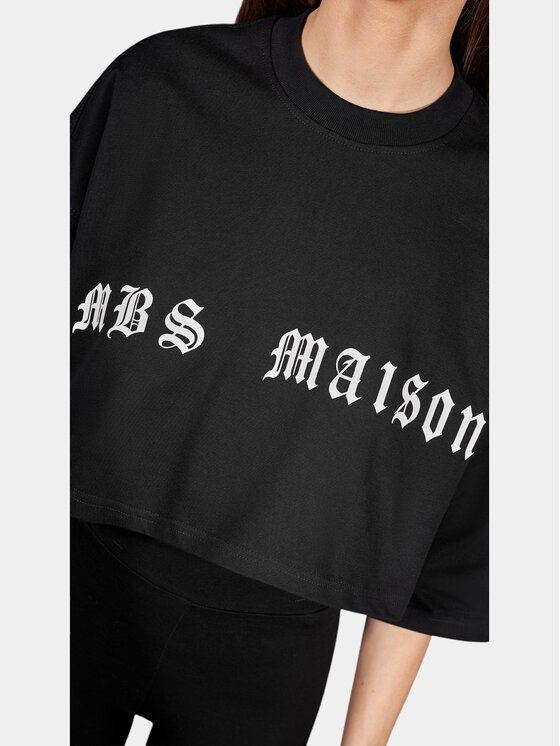 MADE BY SOCIETY MADE BY SOCIETY T-Shirt Typeset Crop - T27991 Czarny Basic Fit